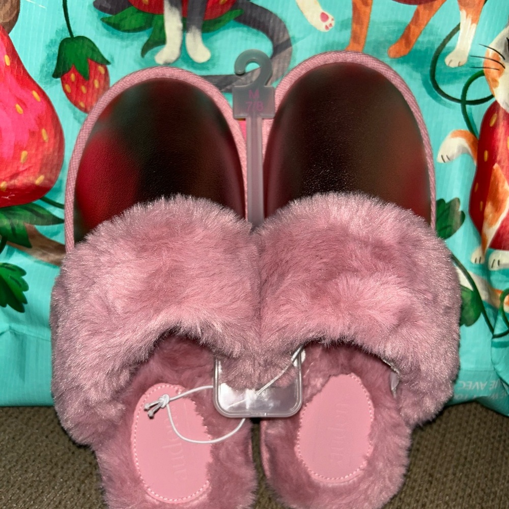 Pink Fuzzy Slippers